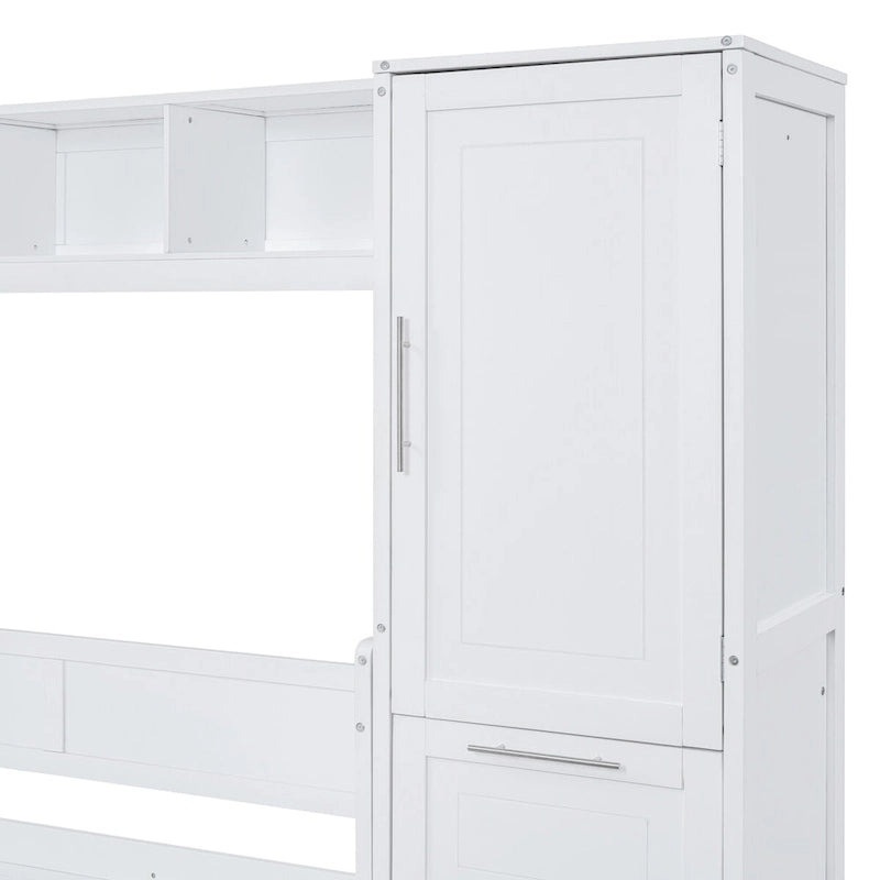 Lit escamotable Queen Size avec armoire et tiroirs, Gris