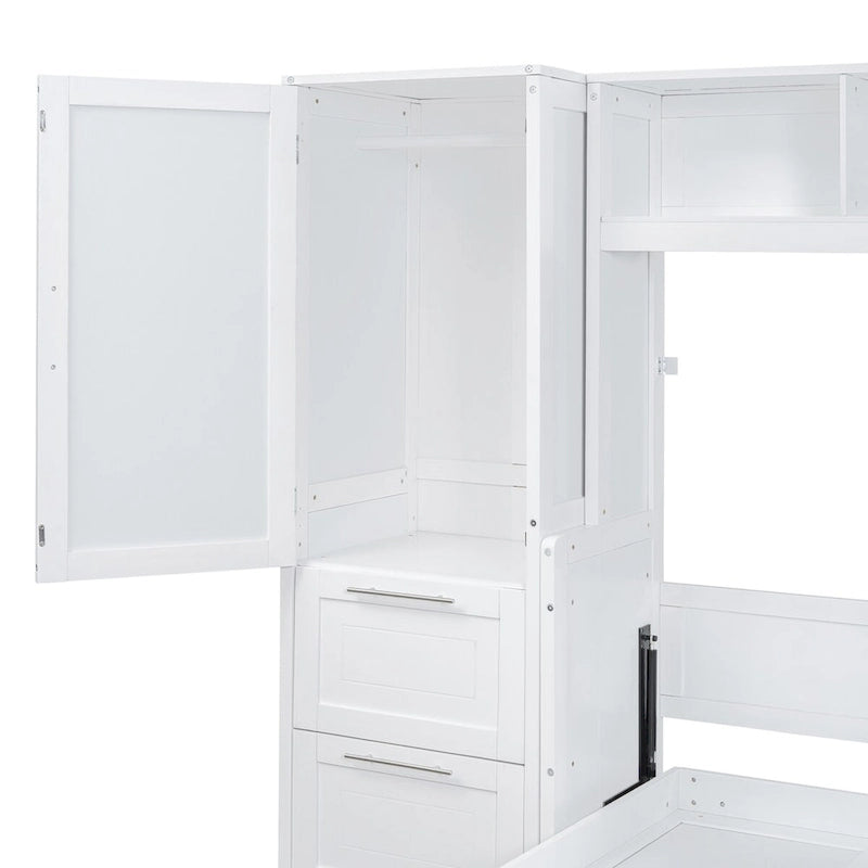 Lit escamotable Queen Size avec armoire et tiroirs, Gris