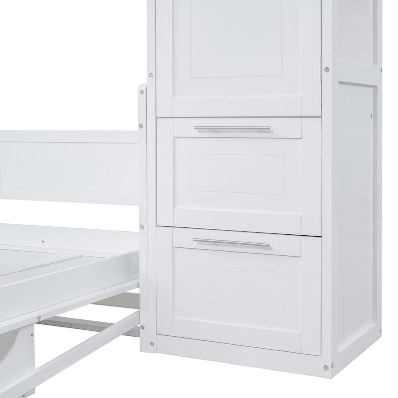 Lit escamotable Queen Size avec armoire et tiroirs, Gris