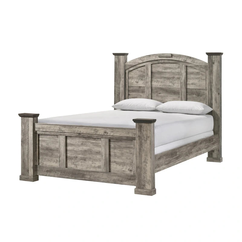 Ensemble de chambre rustique à panneaux gris 5 pièces Aimon
