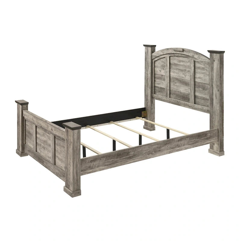 Ensemble de chambre rustique à panneaux gris 5 pièces Aimon