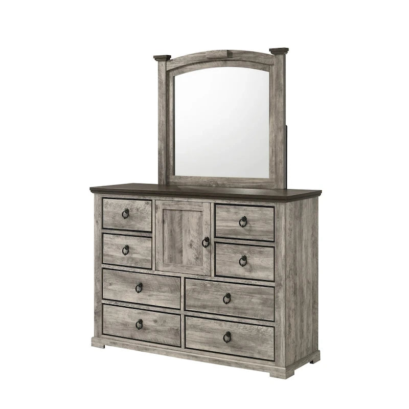 Ensemble de chambre rustique à panneaux gris 5 pièces Aimon