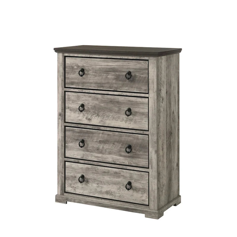 Ensemble de chambre rustique à panneaux gris 5 pièces Aimon