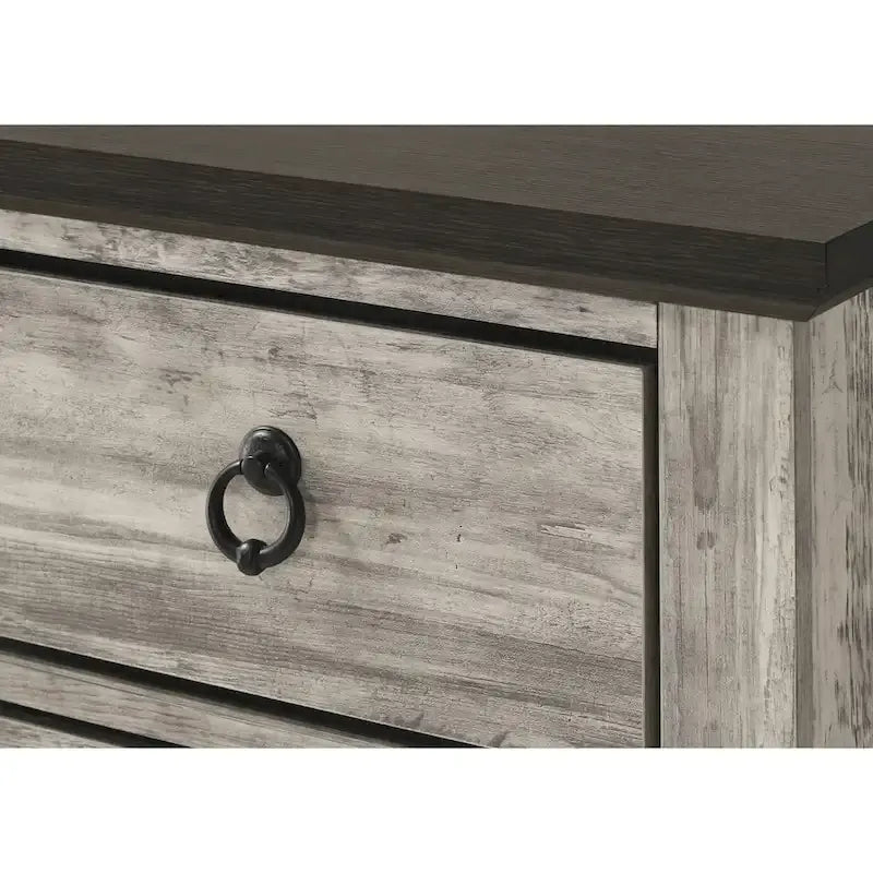 Ensemble de chambre rustique à panneaux gris 5 pièces Aimon
