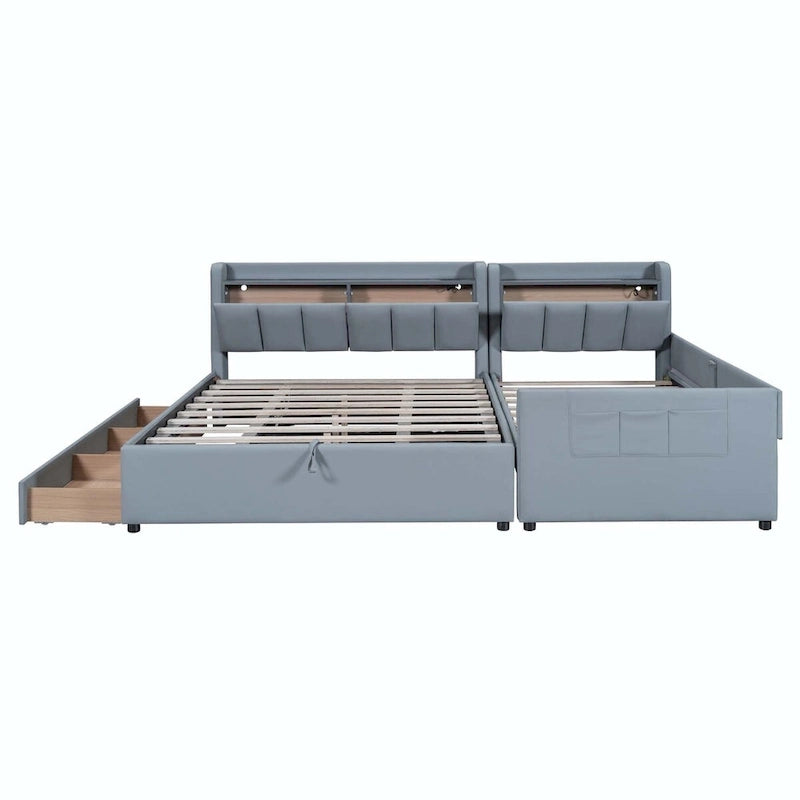 Lit plateforme tapissier Twin XL avec système de rangement hydraulique