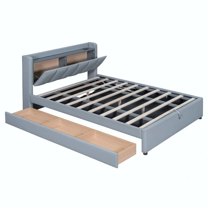 Lit plateforme tapissier Twin XL avec système de rangement hydraulique