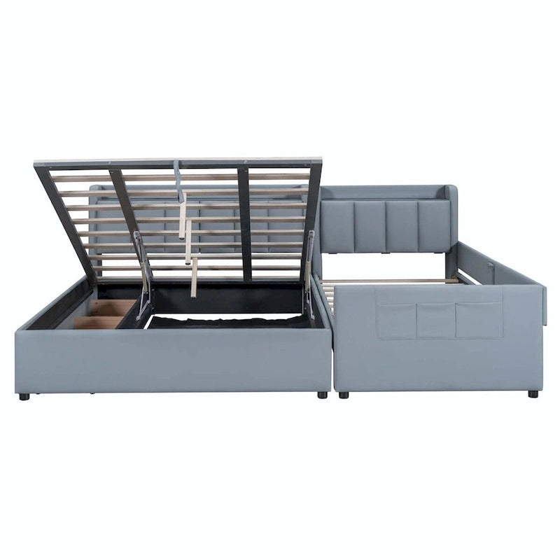 Lit plateforme tapissier Twin XL avec système de rangement hydraulique