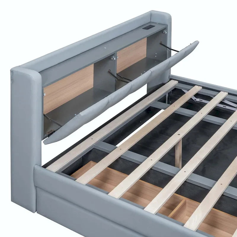 Lit plateforme tapissier Twin XL avec système de rangement hydraulique