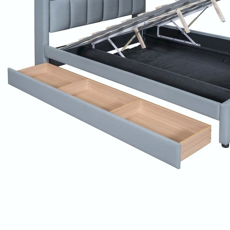 Lit plateforme tapissier Twin XL avec système de rangement hydraulique