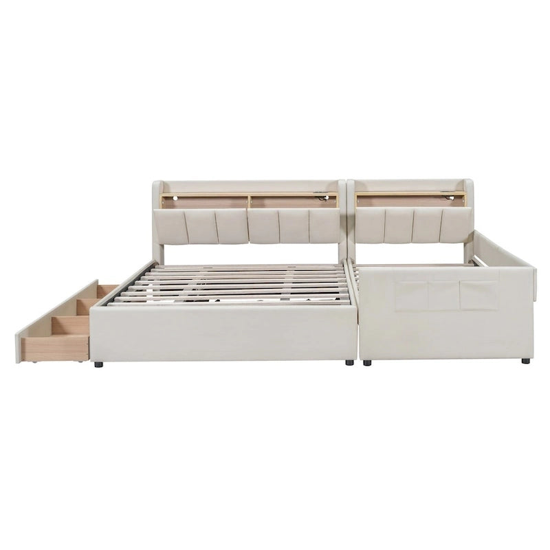 Lit plateforme tapissier Twin XL avec système de rangement hydraulique