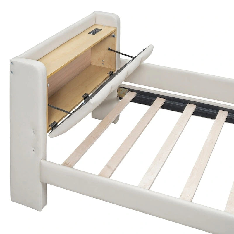 Lit plateforme tapissier Twin XL avec système de rangement hydraulique