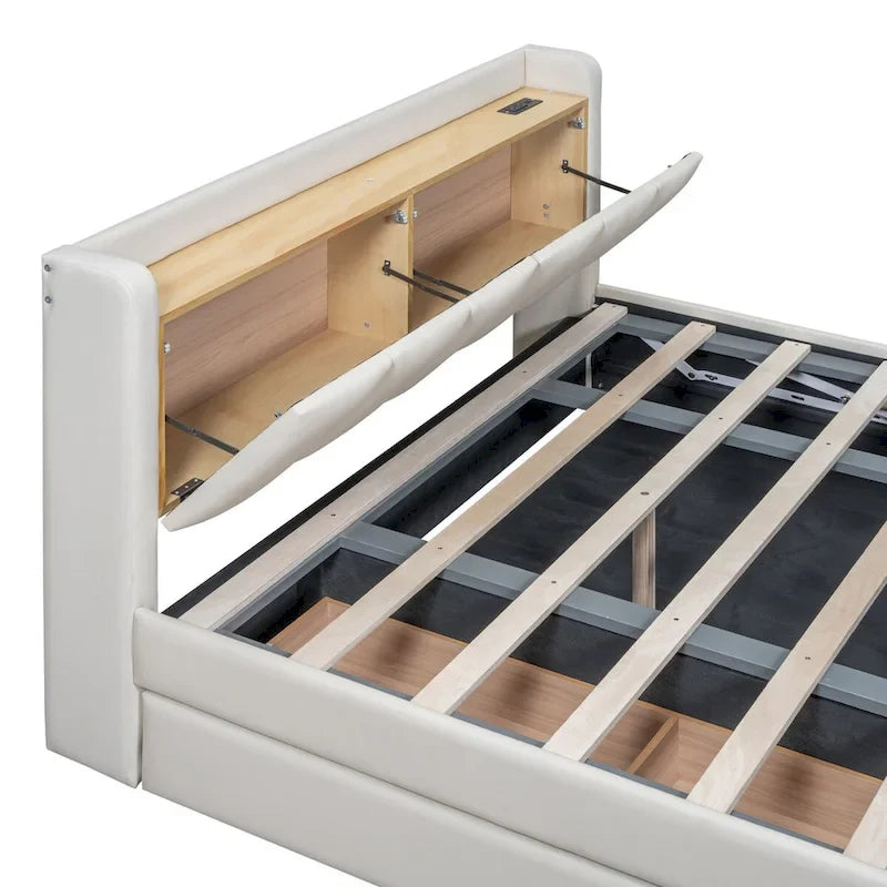 Lit plateforme tapissier Twin XL avec système de rangement hydraulique