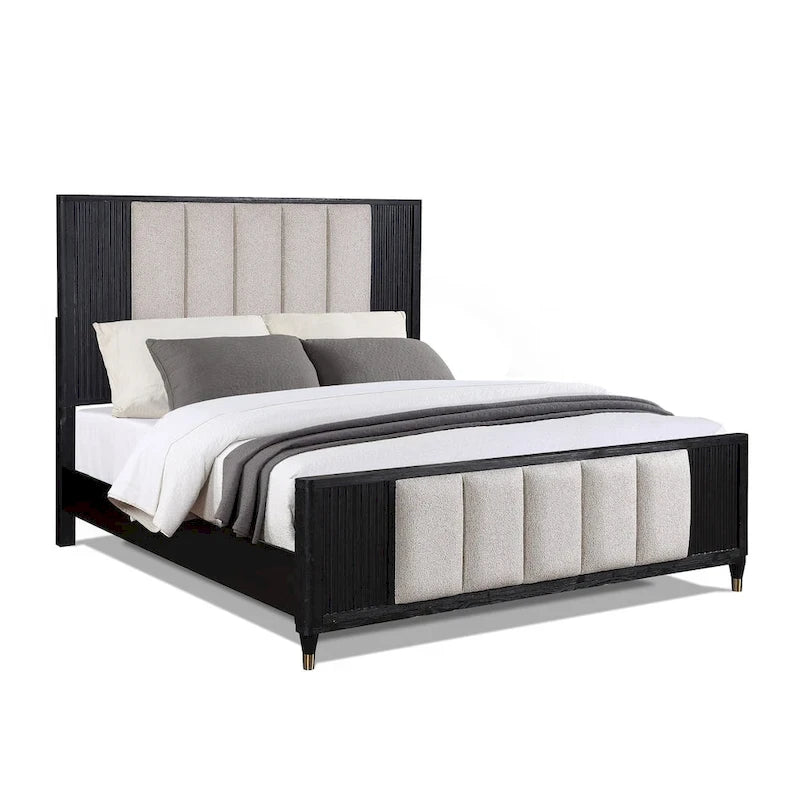 Chambre à coucher 4 pièces Shelby avec panneaux noirs capitonnés