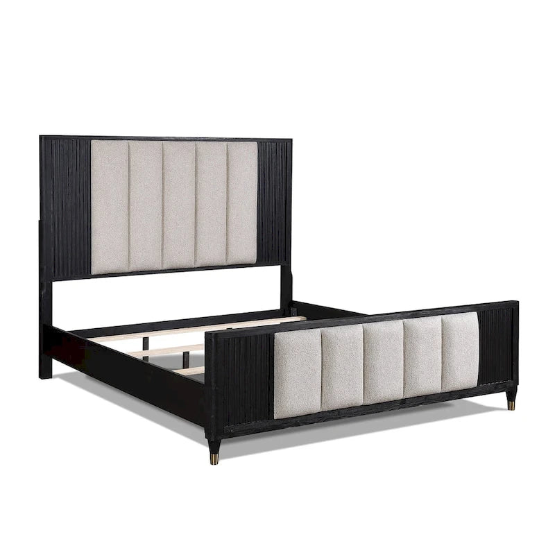 Chambre à coucher 4 pièces Shelby avec panneaux noirs capitonnés