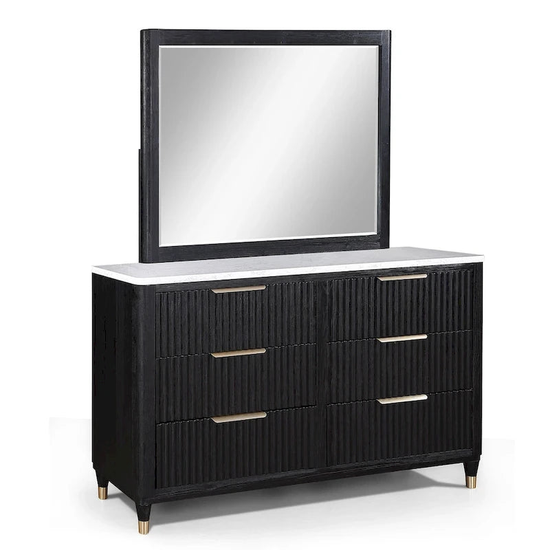 Chambre à coucher 4 pièces Shelby avec panneaux noirs capitonnés