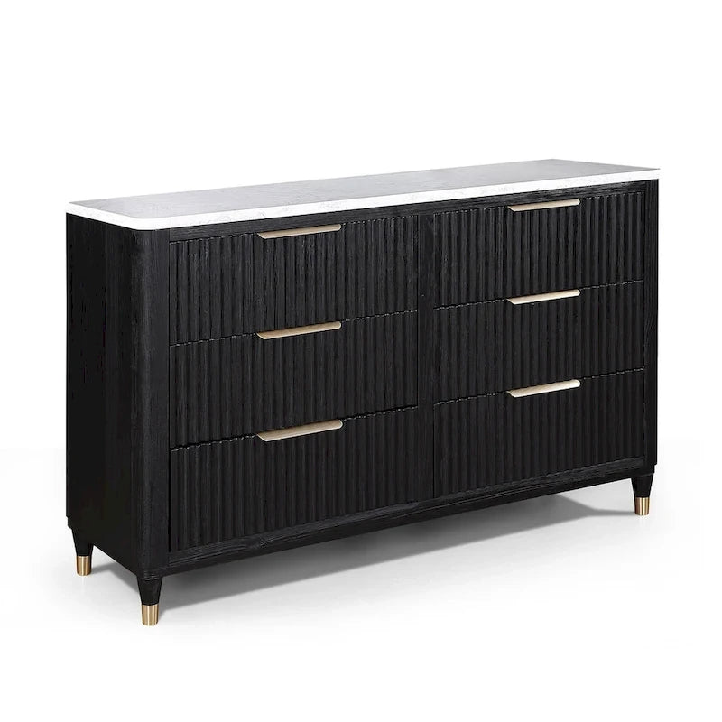 Chambre à coucher 4 pièces Shelby avec panneaux noirs capitonnés