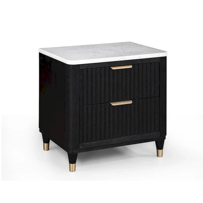 Chambre à coucher 4 pièces Shelby avec panneaux noirs capitonnés