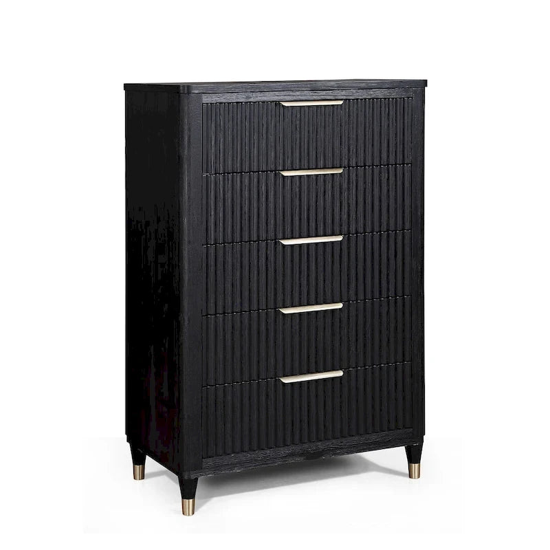 Chambre à coucher 4 pièces Shelby avec panneaux noirs capitonnés
