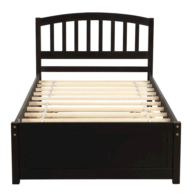 Cadre de lit plateforme double en bois avec lit gigogne