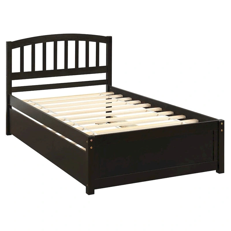 Cadre de lit plateforme double en bois avec lit gigogne