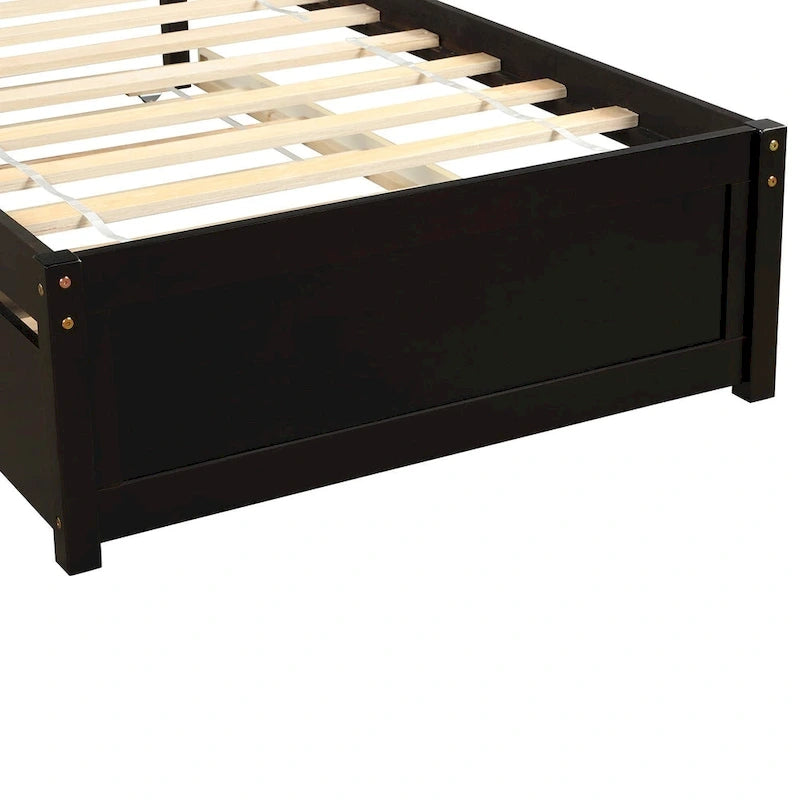 Cadre de lit plateforme double en bois avec lit gigogne