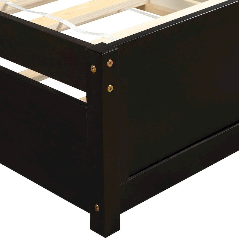 Cadre de lit plateforme double en bois avec lit gigogne