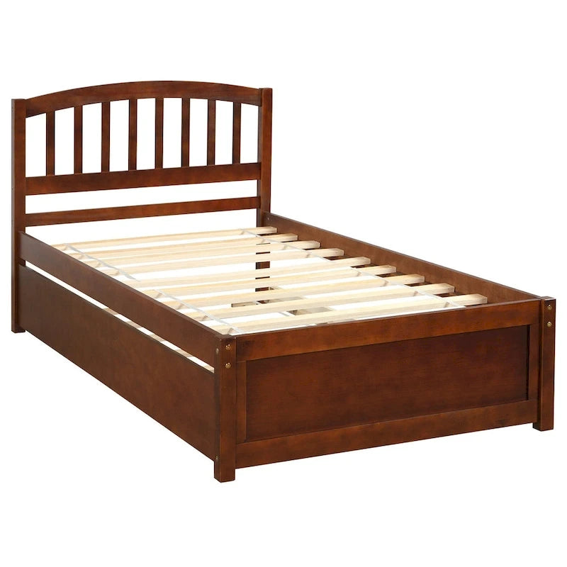 Cadre de lit plateforme double en bois avec lit gigogne