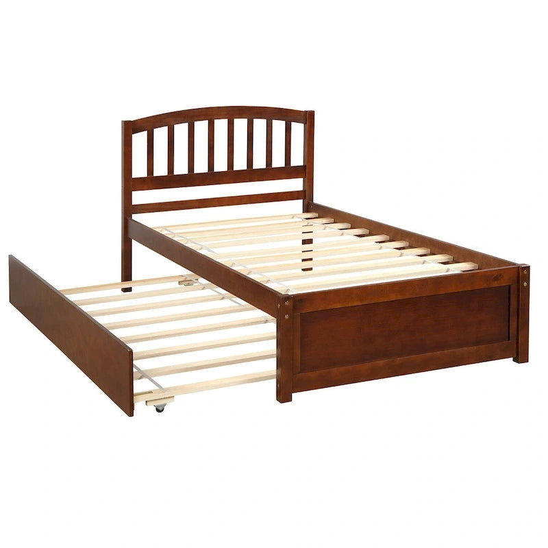 Cadre de lit plateforme double en bois avec lit gigogne