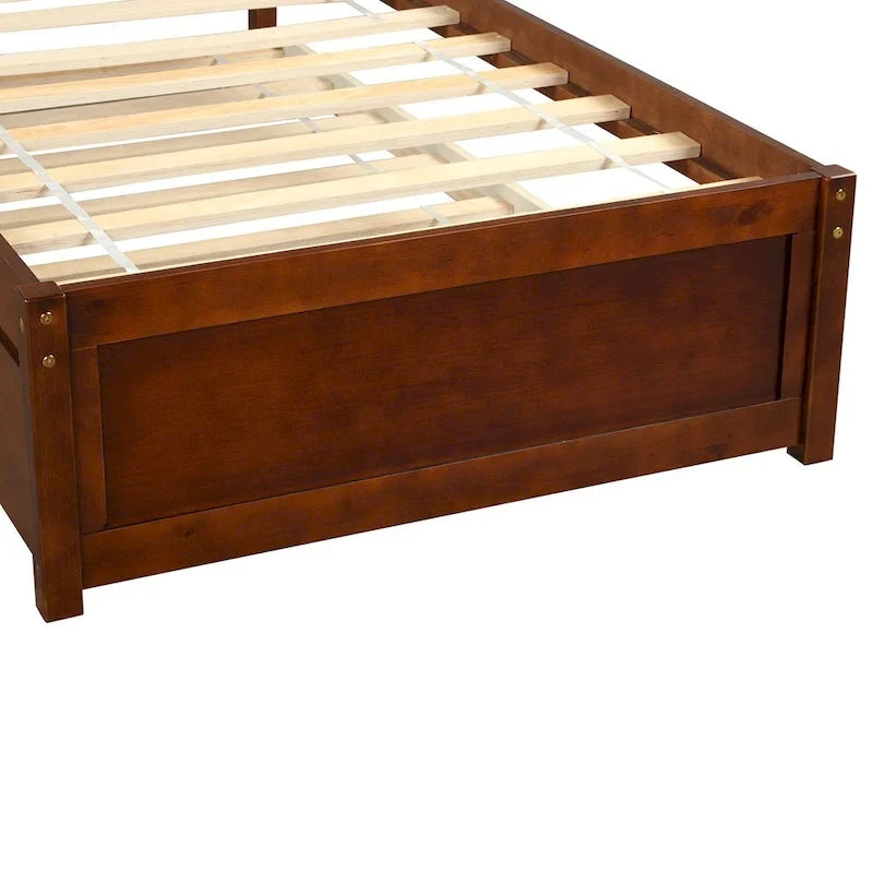 Cadre de lit plateforme double en bois avec lit gigogne