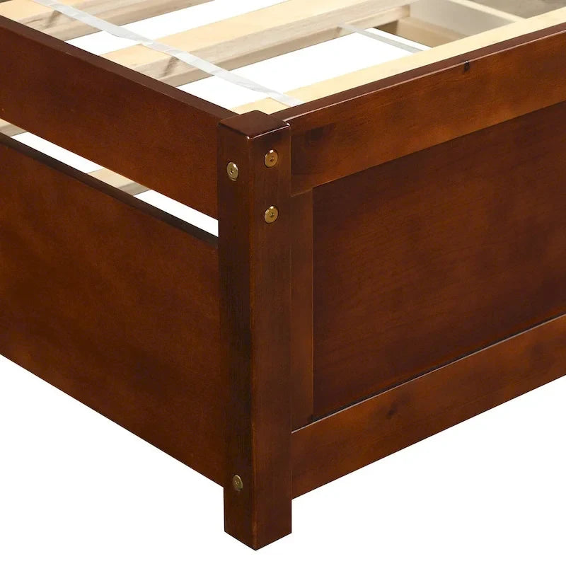 Cadre de lit plateforme double en bois avec lit gigogne