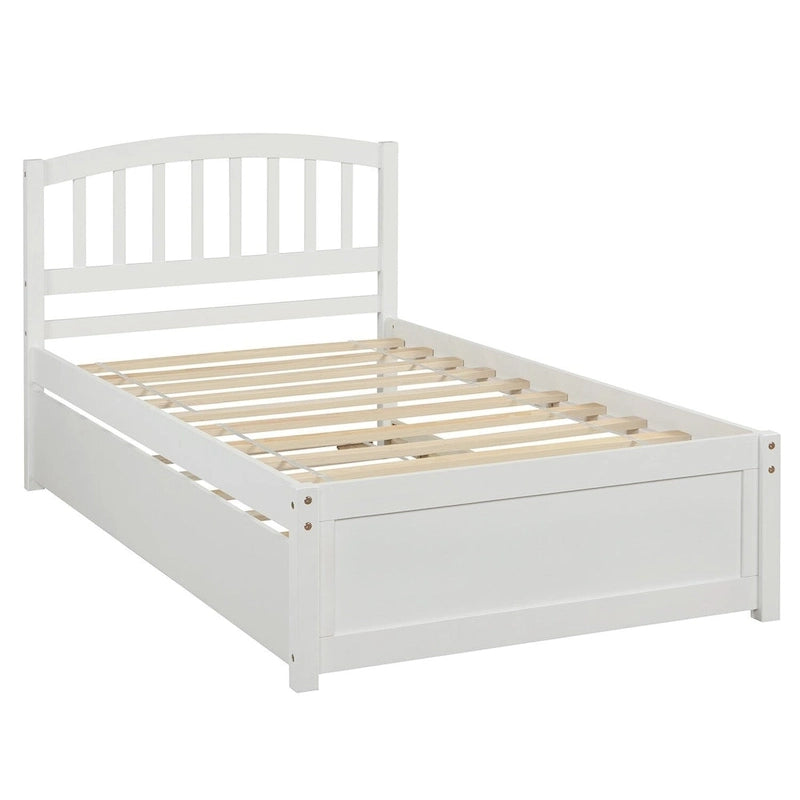 Cadre de lit plateforme double en bois avec lit gigogne