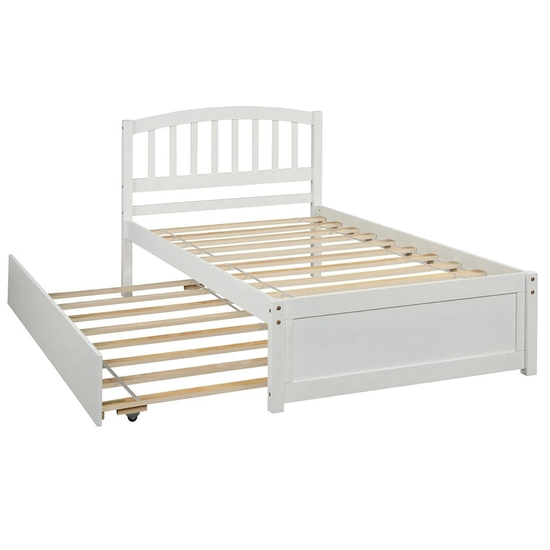 Cadre de lit plateforme double en bois avec lit gigogne