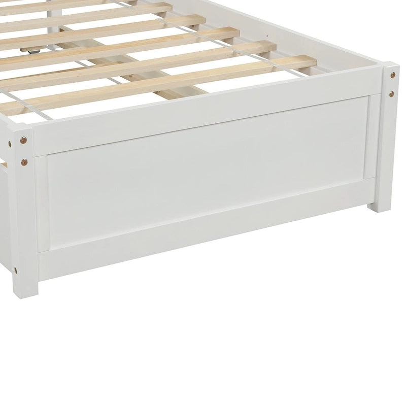 Cadre de lit plateforme double en bois avec lit gigogne