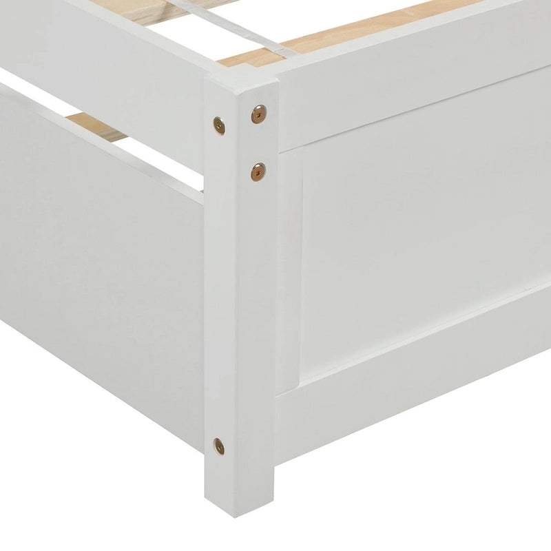 Cadre de lit plateforme double en bois avec lit gigogne