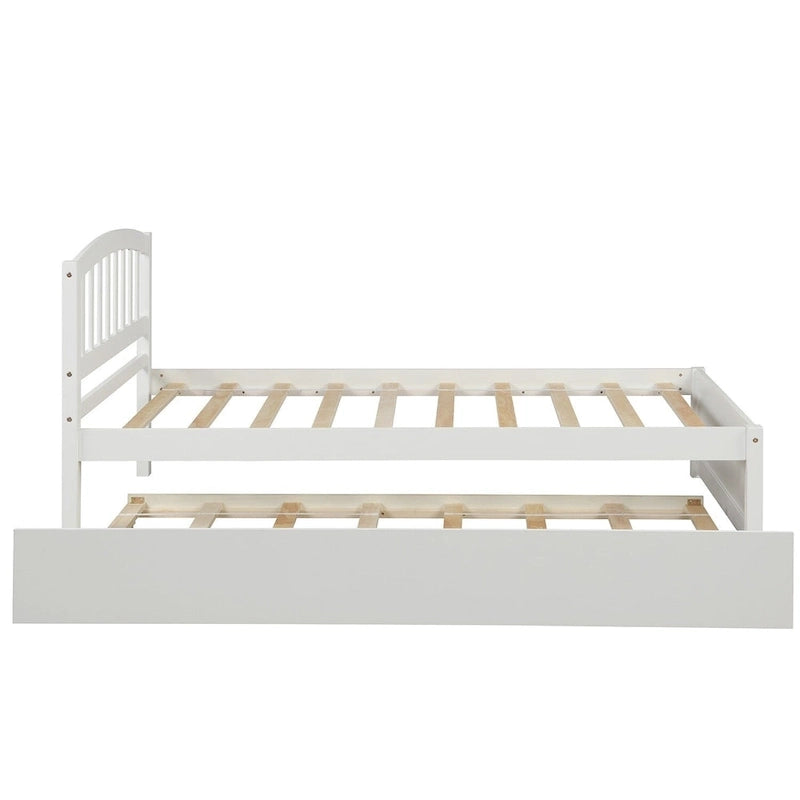 Cadre de lit plateforme double en bois avec lit gigogne