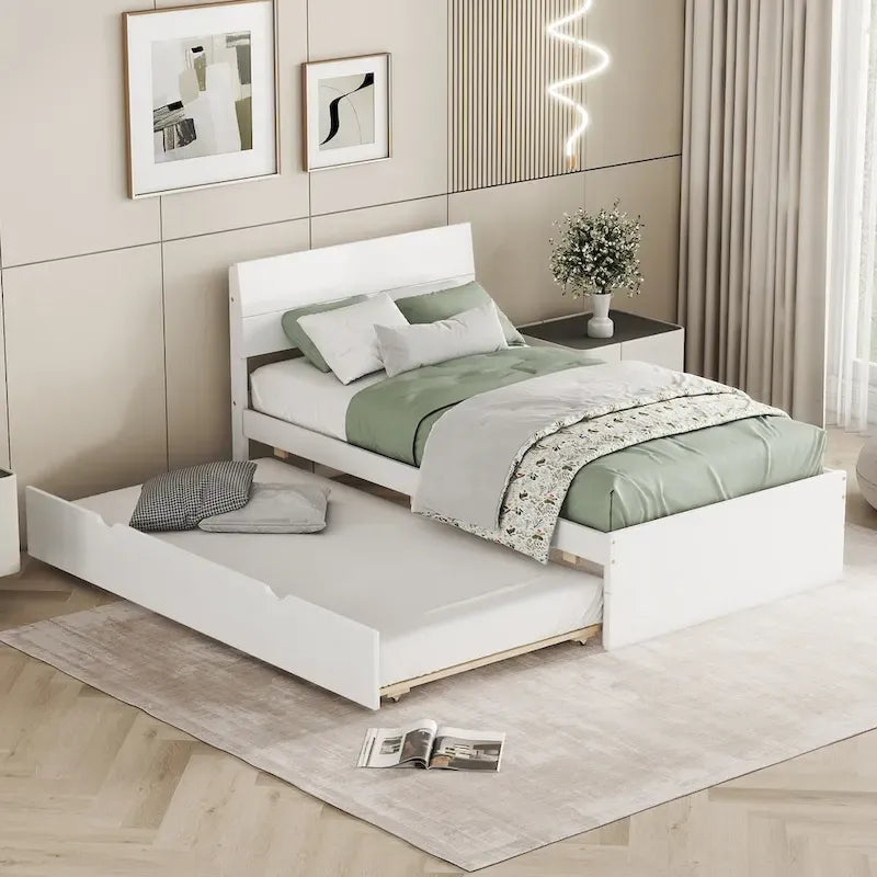 Cadre de lit double moderne avec lit gigogne