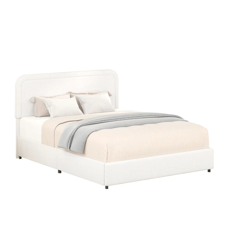 Lit plateforme capitonné en tissu bouclé Valle Queen Size avec tiroirs, couleur ivoire, de Christopher Knight Home