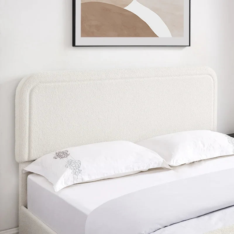 Lit plateforme capitonné en tissu bouclé Valle Queen Size avec tiroirs, couleur ivoire, de Christopher Knight Home