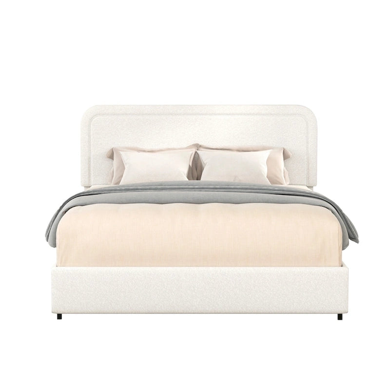 Lit plateforme capitonné en tissu bouclé Valle Queen Size avec tiroirs, couleur ivoire, de Christopher Knight Home