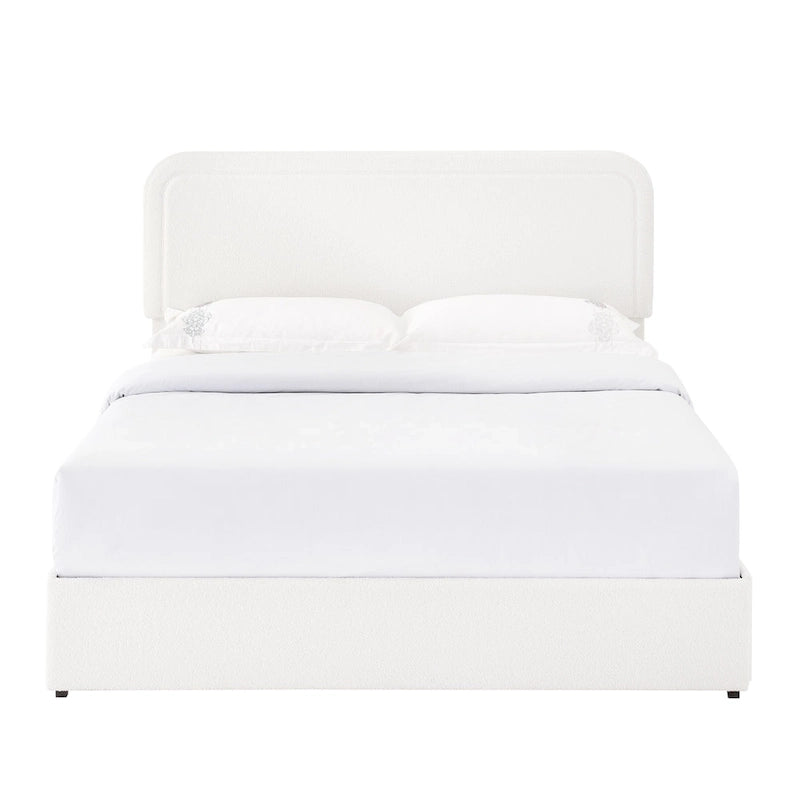 Lit plateforme capitonné en tissu bouclé Valle Queen Size avec tiroirs, couleur ivoire, de Christopher Knight Home
