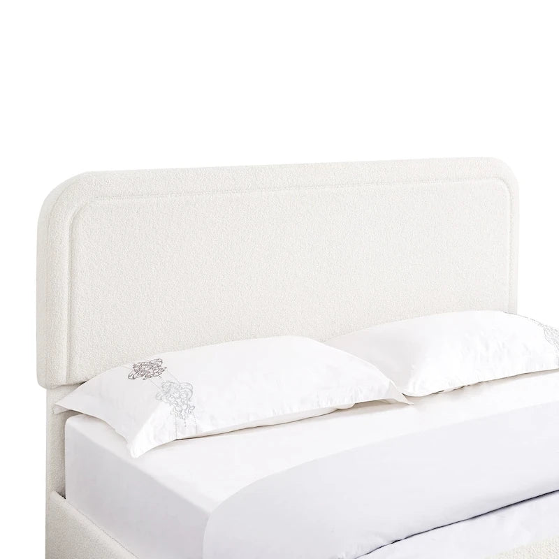 Lit plateforme capitonné en tissu bouclé Valle Queen Size avec tiroirs, couleur ivoire, de Christopher Knight Home