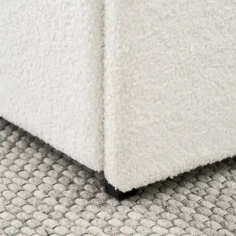Lit plateforme capitonné en tissu bouclé Valle Queen Size avec tiroirs, couleur ivoire, de Christopher Knight Home