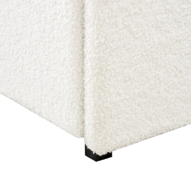 Lit plateforme capitonné en tissu bouclé Valle Queen Size avec tiroirs, couleur ivoire, de Christopher Knight Home