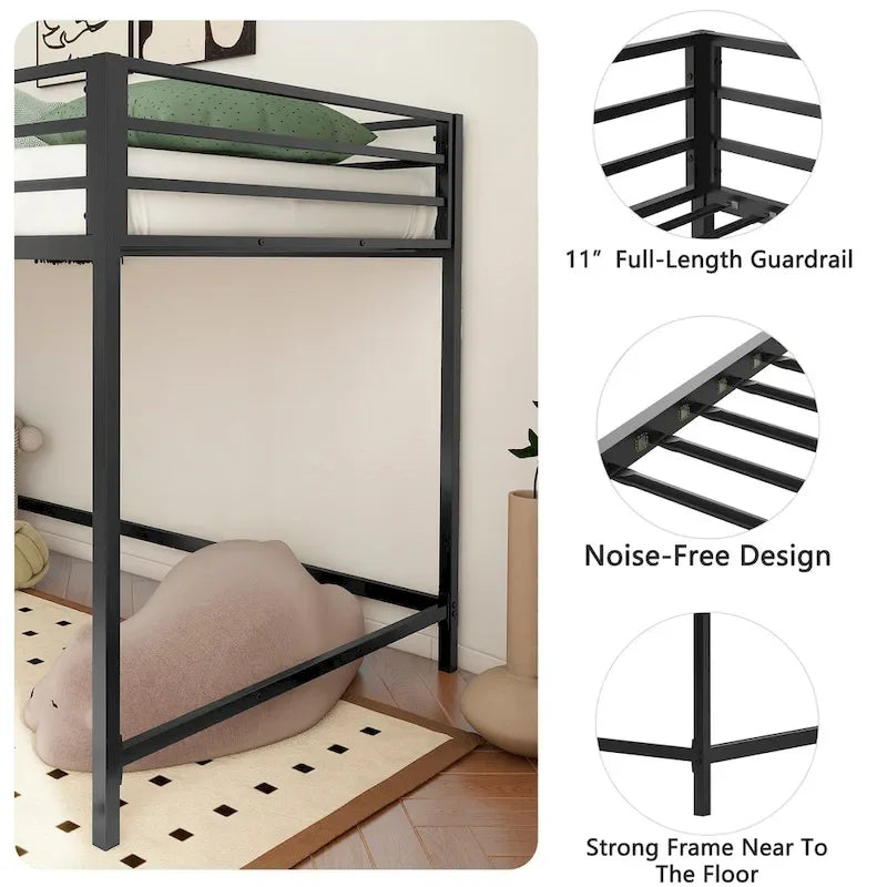 Lit superposé mi-hauteur junior noir Pour chambre à coucher