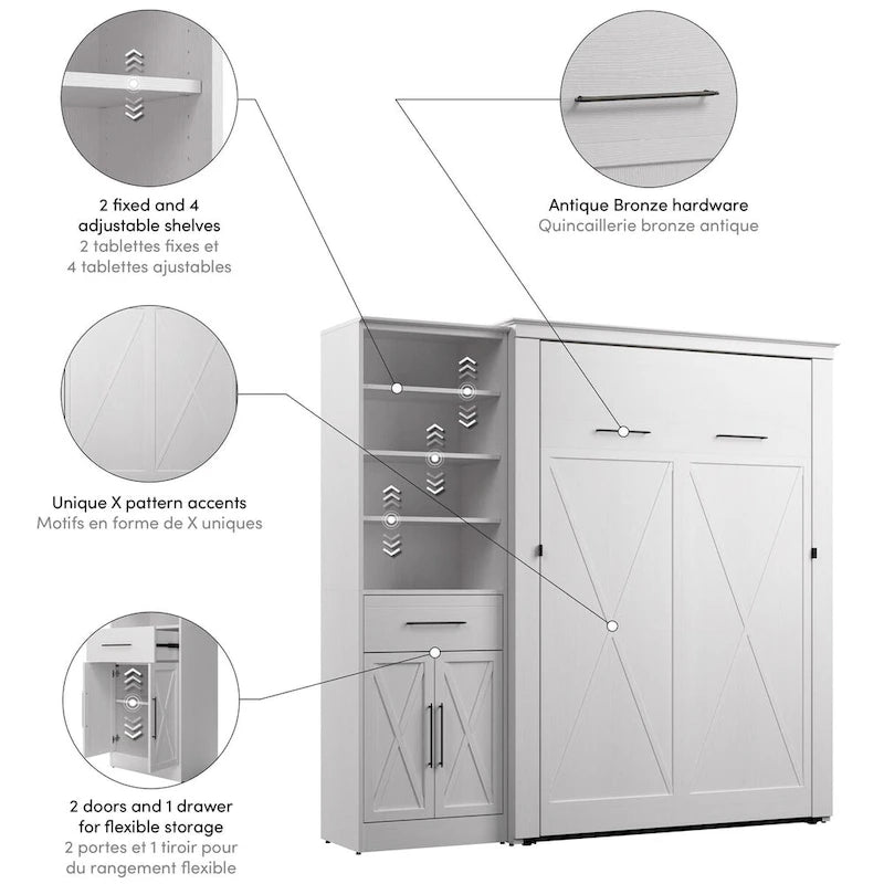 Lit escamotable Key West avec armoire-penderie (88W) de Bestar