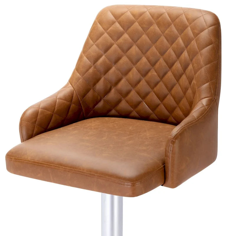 Javlergo Lot de 2 tabourets de bar réglables pivotants en cuir PU avec accoudoirs et dossier, hauteur comptoir