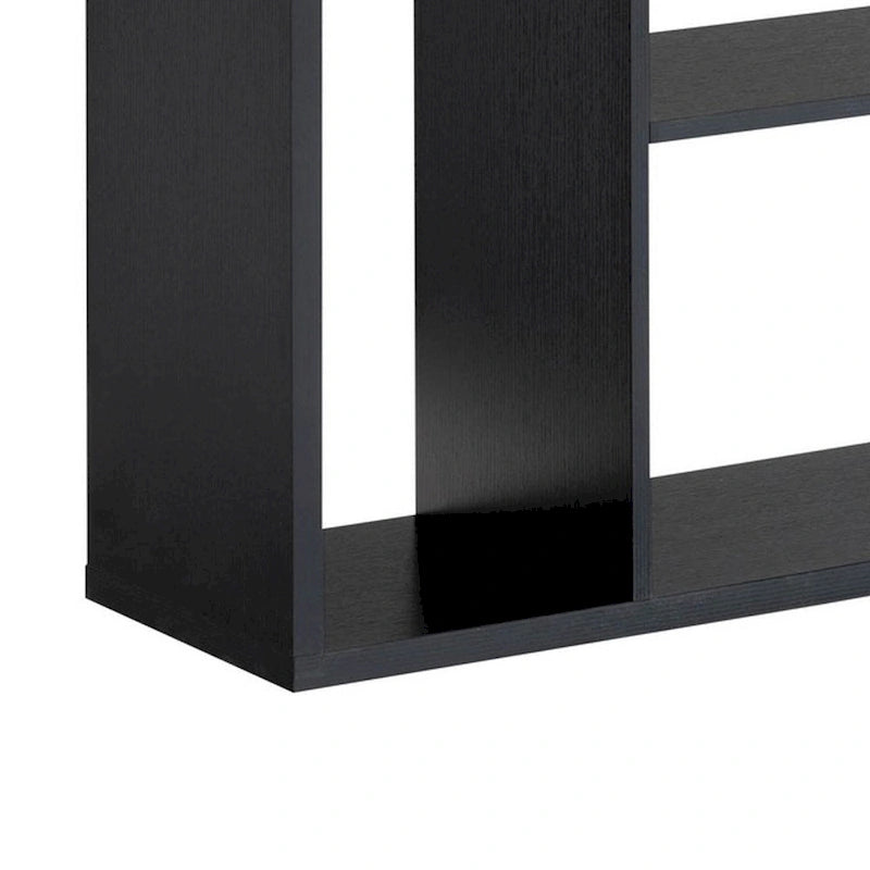 Meuble vitrine moderne de 175 cm avec 7 étagères multiniveaux, 3 portes, noir
