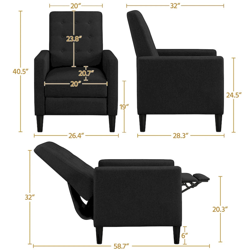 Yaheetech Fauteuil Inclinable en Tissu Fauteuil Relax Rembourré Dossier Réglable