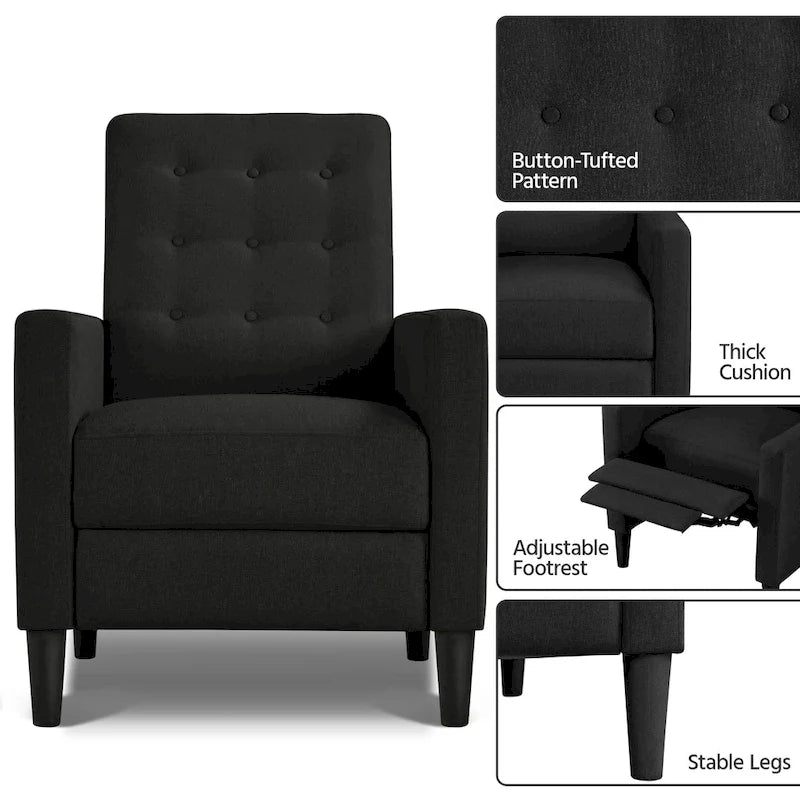 Yaheetech Fauteuil Inclinable en Tissu Fauteuil Relax Rembourré Dossier Réglable