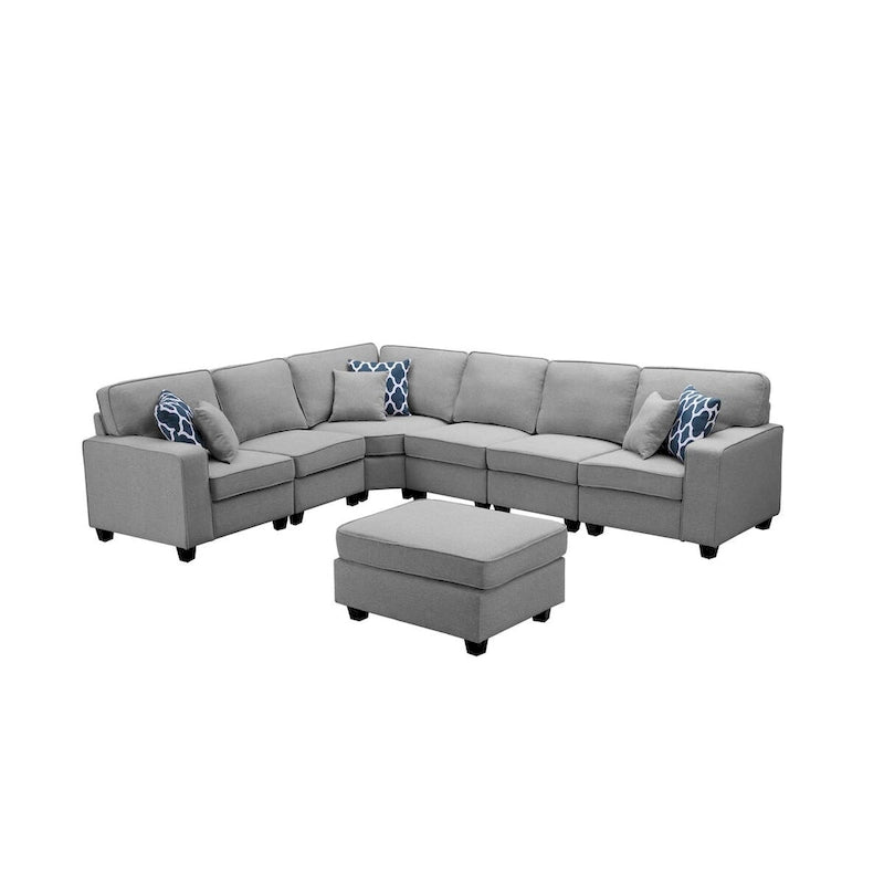 Canapé d'angle modulable 7 places avec pouf